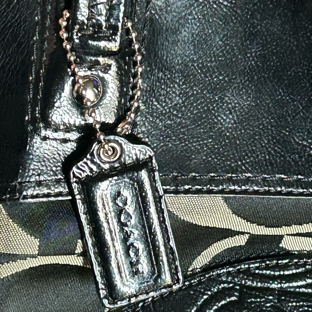 Coach Black and White Signature Tote